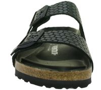 komfortable BIRKENSTOCK Arizona Woven Damen Echtleder-Pantoletten Made in Germany Sommer-Latschen normale Breite 1029133 Schwarz