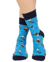 Lot de 3 paires de chaussettes Happy Socks pour femme, motif ski alpin, en coton, pour tous les jours, dans une boîte cadeau XDSK08-6500 Bleu/Multicolore