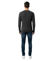 Modern slim-fit men's fine-knit V-neck sweater 3174 Black