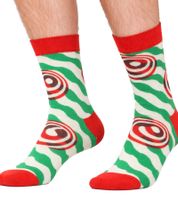 4 paires de chaussettes Happy Socks pour homme, motif canne à sucre psychédélique, en coton, avec imprimé de Noël, chaussettes de tous les jours, présentées dans une boîte cadeau XSAN09-0100 multicolore