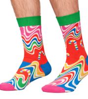 4 paires de chaussettes Happy Socks pour homme, motif canne à sucre psychédélique, en coton, avec imprimé de Noël, chaussettes de tous les jours, présentées dans une boîte cadeau XSAN09-0100 multicolore