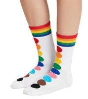 3 Paar Happy Socks Pride Damen Baumwoll-Socken Sparpack LGBTQ-Socken Alltags-Strümpfe in Geschenk-Box XPRD08-1300 Weiß/Bunt