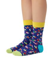 Lot de 3 paires de chaussettes Happy Socks Édition Suédoise pour femme, en coton, coloris bleu/noir, présentées dans un coffret cadeau XSWE08-6700