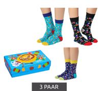 Lot de 3 paires de chaussettes Happy Socks Édition Suédoise pour femme, en coton, coloris bleu/noir, présentées dans un coffret cadeau XSWE08-6700