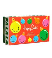 3 paia di calzini da uomo Happy Socks "Time for Holiday" in cotone con stampa natalizia - Confezione regalo - Calzini per tutti i giorni in scatola regalo XTFH08-4300 Rosso/Nero