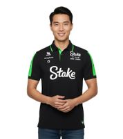 Polo homme Stake F1 Team Kick 2024, coloris noir et vert, idéal pour l'été !