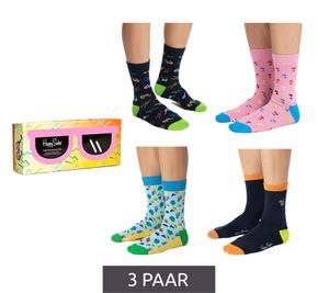 4 Paar Happy Socks Tropical Day Herren Baumwoll-Socken Alltags-Strümpfe in Geschenk-Box XTRD09-0200 Bunt