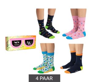 4 Pairs of Happy Socks Tropical Day Men's Cotton Socks, Everyday Socks in Gift Box XTRD09-0200 Multicolored