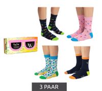 4 Paar Happy Socks Tropical Day Herren Baumwoll-Socken Alltags-Strümpfe in Geschenk-Box XTRD09-0200 Bunt