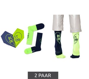 2 Pairs of Happy Socks Bestie Socks Women's Cotton Socks Value Pack Everyday Socks in Gift Box XBES02-6500 Green/Black