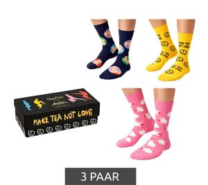 3 Pairs of Happy Socks Monty Python Unisex Cotton Socks Value Pack Everyday Socks in Gift Box XMPY08-0200 Dark Blue/Yellow/Pink