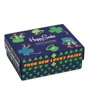 2 Pairs of Happy Socks St. Patrick's Day Men's Cotton Socks with Lucky Symbols in St. Patrick's Day Style - Everyday Socks in Gift Box XSPD02-7300 Black/Blue