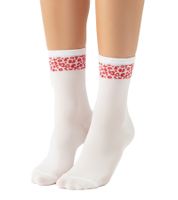 10 Pairs of Comfortable ZWILLINGSHERZ Women's Tennis Socks with Leopard Print - Everyday Socks, Cotton Socks 4603S K248144 White/Pink, White/Red, or White/Blue