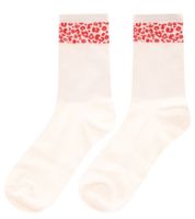 10 Pairs of Comfortable ZWILLINGSHERZ Women's Tennis Socks with Leopard Print - Everyday Socks, Cotton Socks 4603S K248144 White/Pink, White/Red, or White/Blue