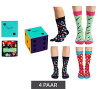 4 Pairs of Happy Socks Game Night Women's Cotton Socks, Everyday Socks in Gift Box XGAM09-6300 Multicolored