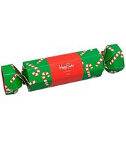 2 Pairs of Happy Socks Candy Cane Holiday Women's Cotton Socks Value Pack with Christmas Print Everyday Socks in Gift Box SXPOL02-7300 Green/Multicolor