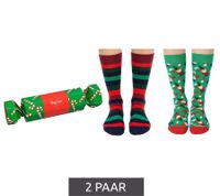 2 Pairs of Happy Socks Candy Cane Holiday Women's Cotton Socks Value Pack with Christmas Print Everyday Socks in Gift Box SXPOL02-7300 Green/Multicolor