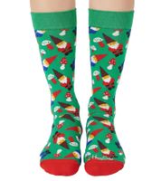 2 Pairs of Happy Socks Candy Cane Holiday Women's Cotton Socks Value Pack with Christmas Print Everyday Socks in Gift Box SXPOL02-7300 Green/Multicolor