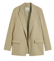 Classic linen-look blazer for women with striped lining, loose fit, 968952 Black or 965058 Beige