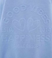 Comfortable ZWILLINGSHERZ Women's Sweatshirt "GOOD VIBES HAPPINESS" with V-Neck 46080 Beige or Blue