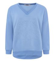 Comfortable ZWILLINGSHERZ Women's Sweatshirt "GOOD VIBES HAPPINESS" with V-Neck 46080 Beige or Blue