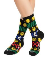 3 Pairs of Happy Socks Unisex Cotton Socks Value Pack with Smiley Print Everyday Socks in Gift Box Yellow/Black/Blue or Black/Pink/White