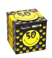 3 Pairs of Happy Socks Unisex Cotton Socks Value Pack with Smiley Print Everyday Socks in Gift Box Yellow/Black/Blue or Black/Pink/White