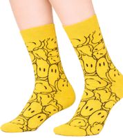 3 Pairs of Happy Socks Unisex Cotton Socks Value Pack with Smiley Print Everyday Socks in Gift Box Yellow/Black/Blue or Black/Pink/White