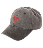 Adorable gorra de béisbol clásica ZWILLINGSHERZ con bordado de corazón, de algodón, con visera ajustable (modelo 4603M K258208) en rosa, caqui, negro y beige.