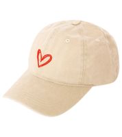 Adorable gorra de béisbol clásica ZWILLINGSHERZ con bordado de corazón, de algodón, con visera ajustable (modelo 4603M K258208) en rosa, caqui, negro y beige.