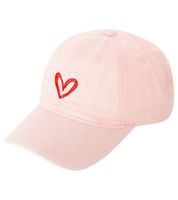 Adorable gorra de béisbol clásica ZWILLINGSHERZ con bordado de corazón, de algodón, con visera ajustable (modelo 4603M K258208) en rosa, caqui, negro y beige.