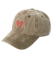 Adorable gorra de béisbol clásica ZWILLINGSHERZ con bordado de corazón, de algodón, con visera ajustable (modelo 4603M K258208) en rosa, caqui, negro y beige.
