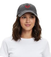 Adorable gorra de béisbol clásica ZWILLINGSHERZ con bordado de corazón, de algodón, con visera ajustable (modelo 4603M K258208) en rosa, caqui, negro y beige.