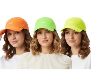 Bright ZWILLINGSHERZ OMG Classic Baseball Cap with OMG Embroidery, Cotton Cap, Adjustable Brim, 4603M K258210 in Neon Green, Yellow, and Orange