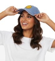 Cheeky ZWILLINGSHERZ Smiley Classic Baseball Cap with Smiley Patch, Cotton Cap, Adjustable Brim Cap 4603M K258209 in Khaki, Navy Blue, Gray, Blue, White, or Pink