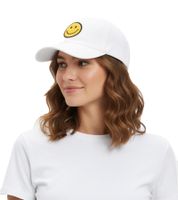 Cheeky ZWILLINGSHERZ Smiley Classic Baseball Cap with Smiley Patch, Cotton Cap, Adjustable Brim Cap 4603M K258209 in Khaki, Navy Blue, Gray, Blue, White, or Pink