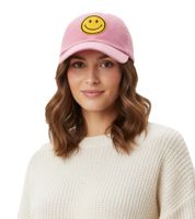 Cheeky ZWILLINGSHERZ Smiley Classic Baseball Cap with Smiley Patch, Cotton Cap, Adjustable Brim Cap 4603M K258209 in Khaki, Navy Blue, Gray, Blue, White, or Pink