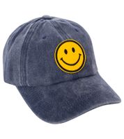 Cheeky ZWILLINGSHERZ Smiley Classic Baseball Cap with Smiley Patch, Cotton Cap, Adjustable Brim Cap 4603M K258209 in Khaki, Navy Blue, Gray, Blue, White, or Pink