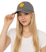 Cheeky ZWILLINGSHERZ Smiley Classic Baseball Cap with Smiley Patch, Cotton Cap, Adjustable Brim Cap 4603M K258209 in Khaki, Navy Blue, Gray, Blue, White, or Pink