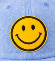 Cheeky ZWILLINGSHERZ Smiley Classic Baseball Cap with Smiley Patch, Cotton Cap, Adjustable Brim Cap 4603M K258209 in Khaki, Navy Blue, Gray, Blue, White, or Pink