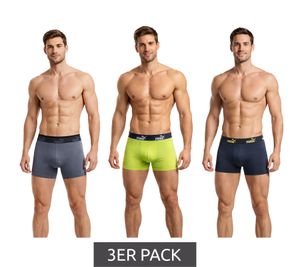 Lot de 3 boxers PUMA Basic pour homme, sous-vêtements en coton 100003547 4471 Citron vert/Gris/Bleu foncé