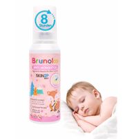 Repelente antimosquitos Brunoko para bebés: Protege contra mosquitos y chinches. Apto para cuerpo y rostro de bebés. Loción corporal y facial. Protección de 8 horas contra mosquitos tigre. 100 ml. Blanco/Rosa.