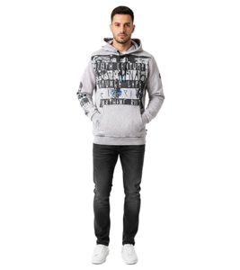 Men's Hooded Pullover with Stylish Graphic Print, Hood, and Superior Comfort for Urban Looks 19124 Gray