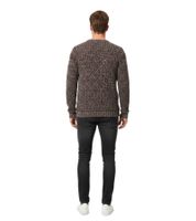 Jersey moderno para hombre de punto fino y suave, con un diseño atemporal y cuello redondo clásico 13246 Marrón/Blanco 