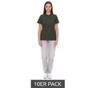 Paquete de 10 polos ELEVATE Helios para mujer, algodón, tejido piqué, 180 g/m², 3810770, verde militar oscuro