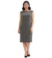 Vestido de tubo atemporal para mujer en lana Punto di Roma, sin mangas, 914418 Gris