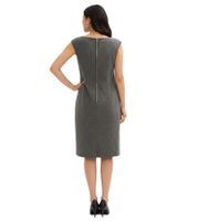 Vestido de tubo atemporal para mujer en lana Punto di Roma, sin mangas, 914418 Gris