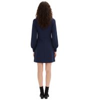 Klassisches Damen Kleid mit Gürtel Langarm-Kleid Freizeit-Kleid 939928 Blau