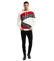 Sudadera con capucha y bloques de color en contraste para hombre, corte ajustado, 13245 negro/blanco/rojo