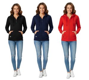 Sudadera con capucha y cremallera Helly Hansen Manchester para mujer, ideal para el día a día, 280 g/m², 79217, Negro, Rojo o Azul Marino